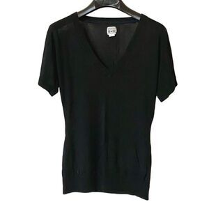 Converse One Star Women’s Black Ribbed V Neck Short Sleeve Shirt Sz S